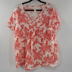 3For$20 Crepas Floral Red and White Women's Top size 1X
